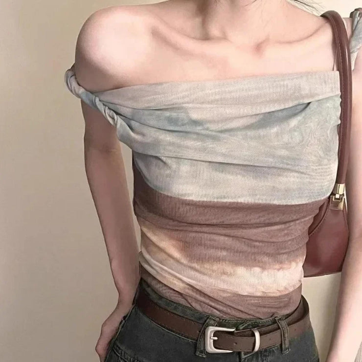 Sunset Mirage Draped Mesh Camisole