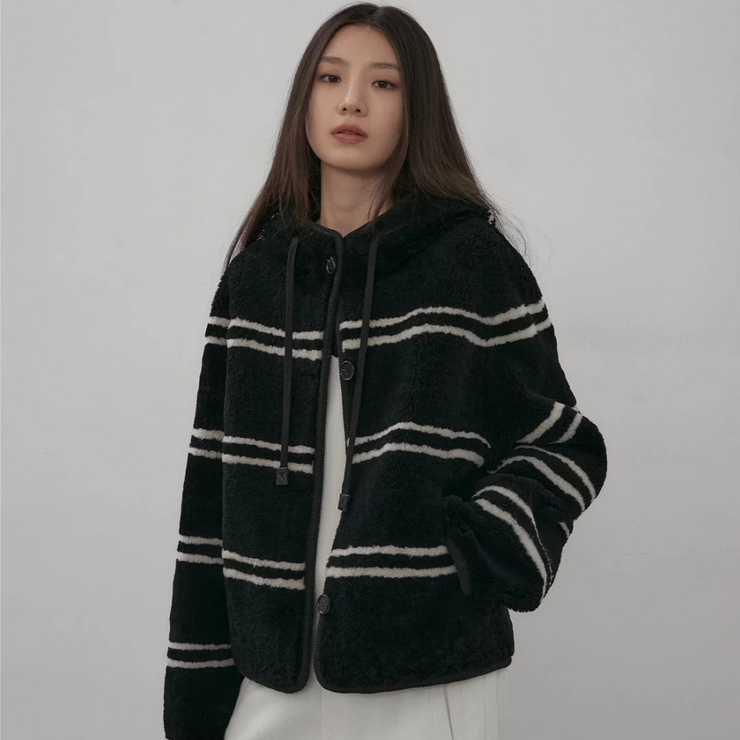 Alpine Stripe Merino Wool Hooded Jacket