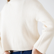 Alpine Milk Ribbed Mock-Neck Sweater