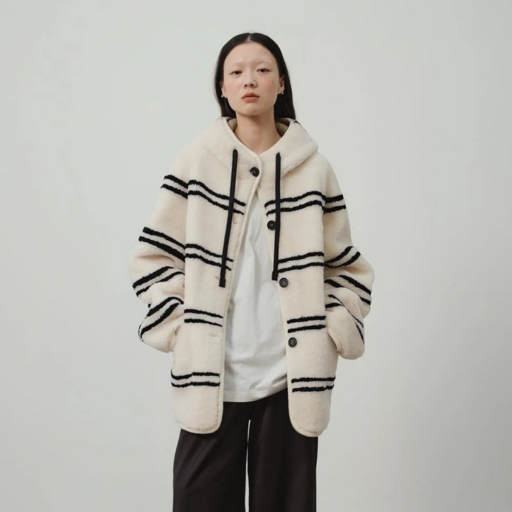 Alpine Stripe Merino Wool Hooded Jacket