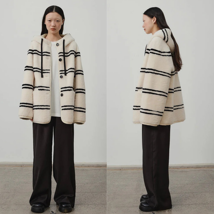 Alpine Stripe Merino Wool Hooded Jacket
