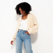 Cream Diamond Button Knit Cardigan