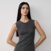 "Island Letters" Baslan Merino Wool Extra Long Sleeveless Knit Dress
