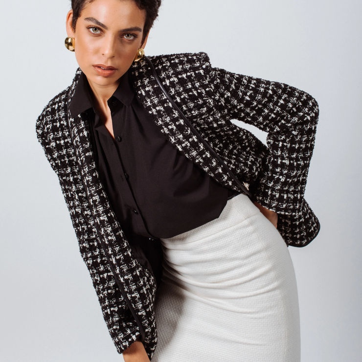 Black & White Tweed Checkers Jacket