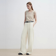 Pleated High Waist Wide Leg Pants – Sculpted Drape Trousers