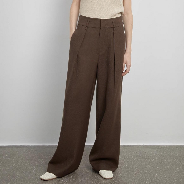 Pleated High Waist Wide Leg Pants – Sculpted Drape Trousers