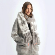 Nepal Alpaca Wool Color Clashing Jacquard Tassel Scarf Winter Warm Shawl