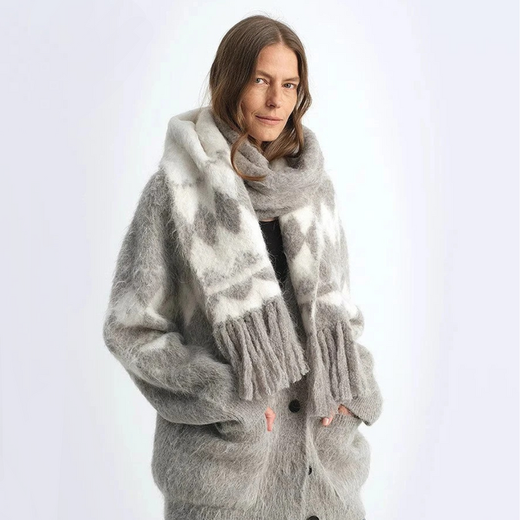 Nepal Alpaca Wool Color Clashing Jacquard Tassel Scarf Winter Warm Shawl