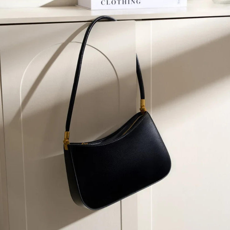 Classic Curve Shoulder Bag – Genuine Leather Elegance