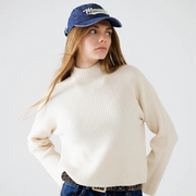 Alpine Milk Ribbed Mock-Neck Sweater