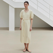 "April Story" 3D U-Neck Split Waist Curved Skirt Knitted Dress for Women