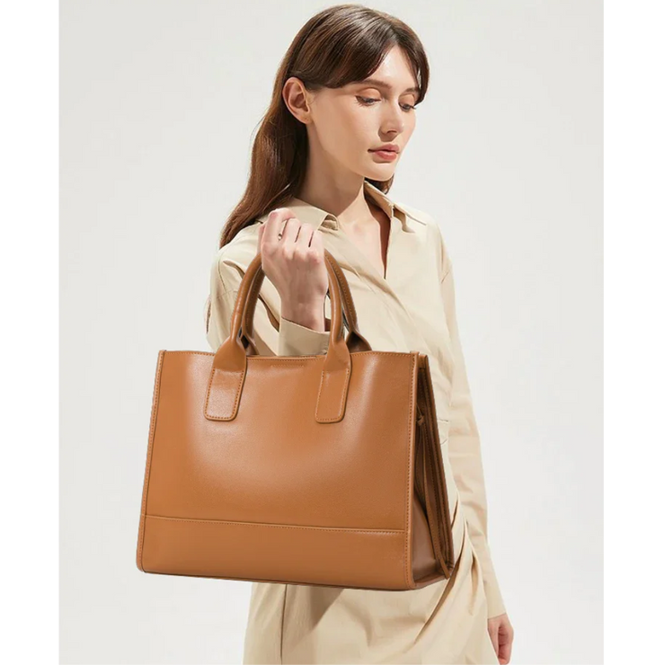 Classic Genuine Leather Structured Tote Bag