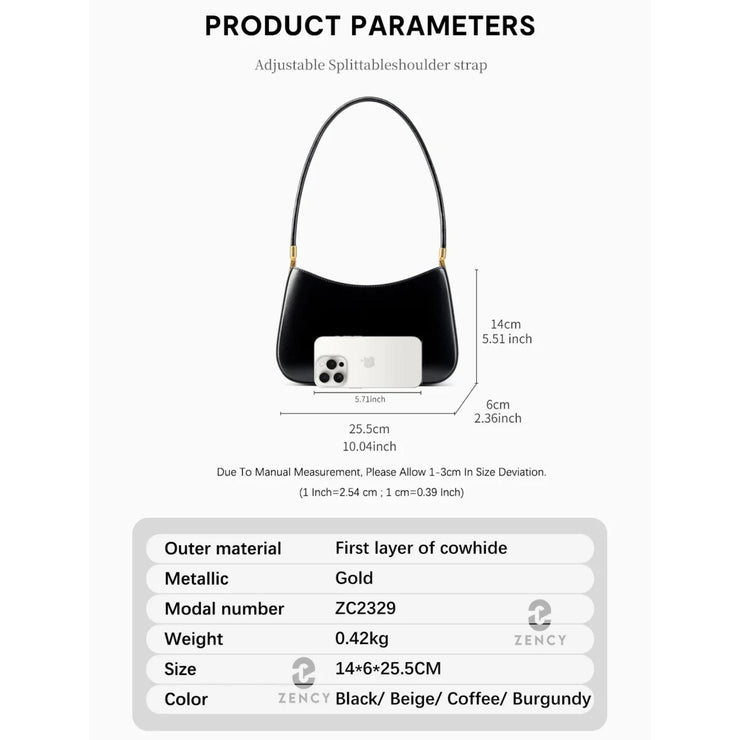 Classic Curve Shoulder Bag – Genuine Leather Elegance