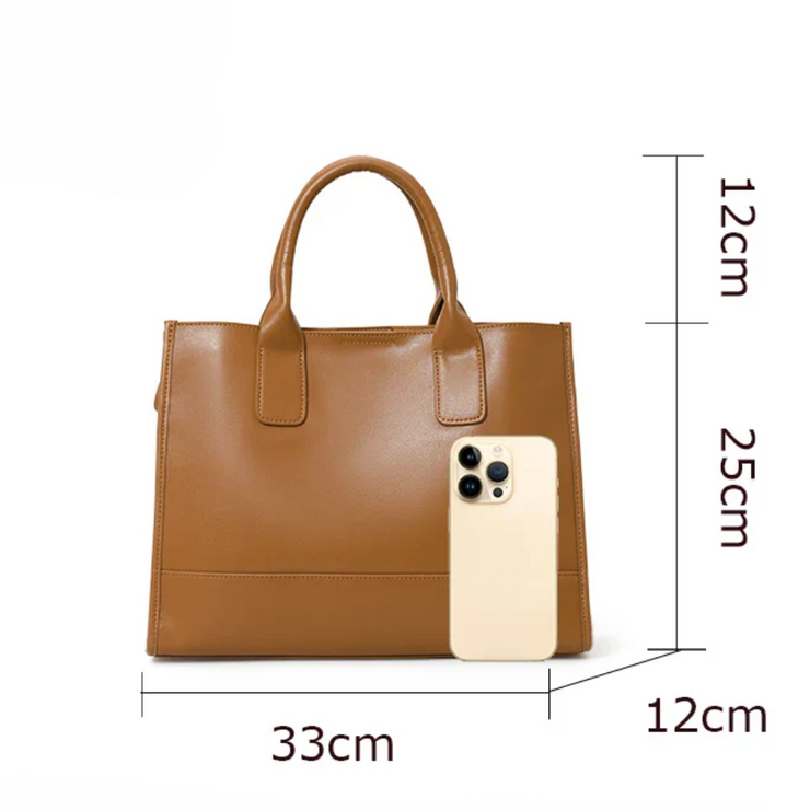 Classic Genuine Leather Structured Tote Bag