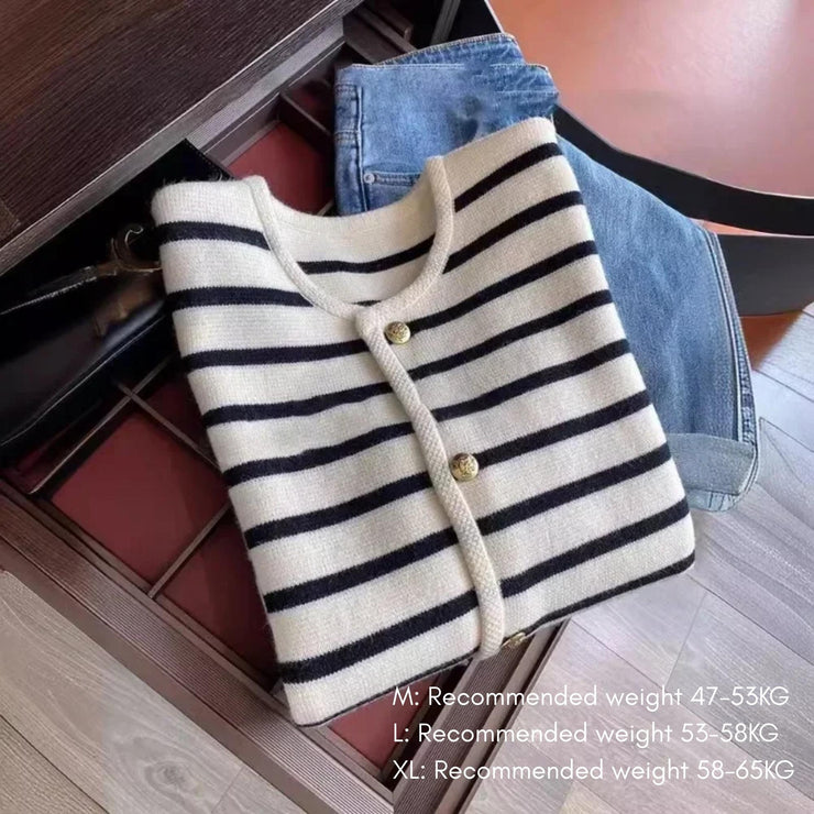 Riviera Striped Button Cardigan