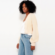 Cream Diamond Button Knit Cardigan