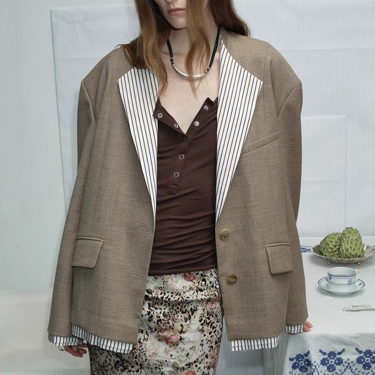 Cambridge Contrast Collar Wool Blazer