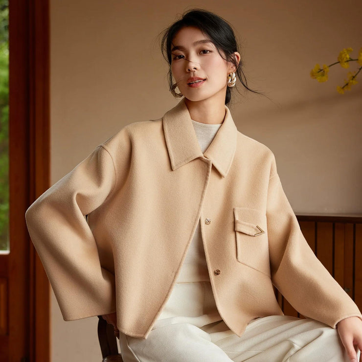 Luxury Old Money Style Short Woolen Overcoat