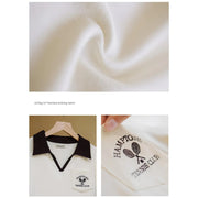 Marden Retro V-Neck Polo Shirt for Women