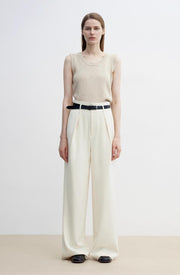 Pleated High Waist Wide Leg Pants – Sculpted Drape Trousers