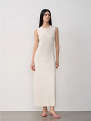 "Island Letters" Baslan Merino Wool Extra Long Sleeveless Knit Dress