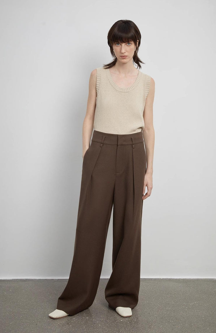 Pleated High Waist Wide Leg Pants – Sculpted Drape Trousers
