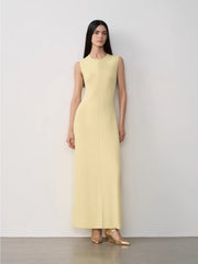 "Island Letters" Baslan Merino Wool Extra Long Sleeveless Knit Dress