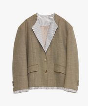 Cambridge Contrast Collar Wool Blazer