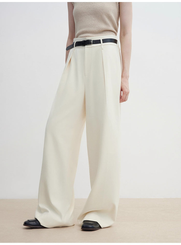 Pleated High Waist Wide Leg Pants – Sculpted Drape Trousers