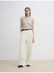 Pleated High Waist Wide Leg Pants – Sculpted Drape Trousers
