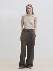 Pleated High Waist Wide Leg Pants – Sculpted Drape Trousers