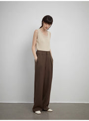 Pleated High Waist Wide Leg Pants – Sculpted Drape Trousers