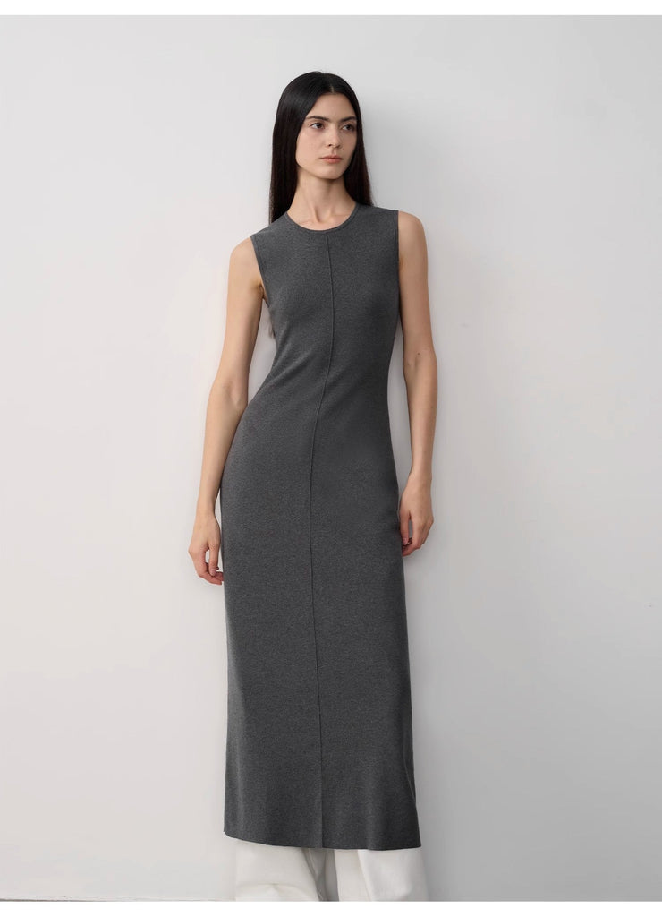 "Island Letters" Baslan Merino Wool Extra Long Sleeveless Knit Dress