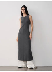"Island Letters" Baslan Merino Wool Extra Long Sleeveless Knit Dress