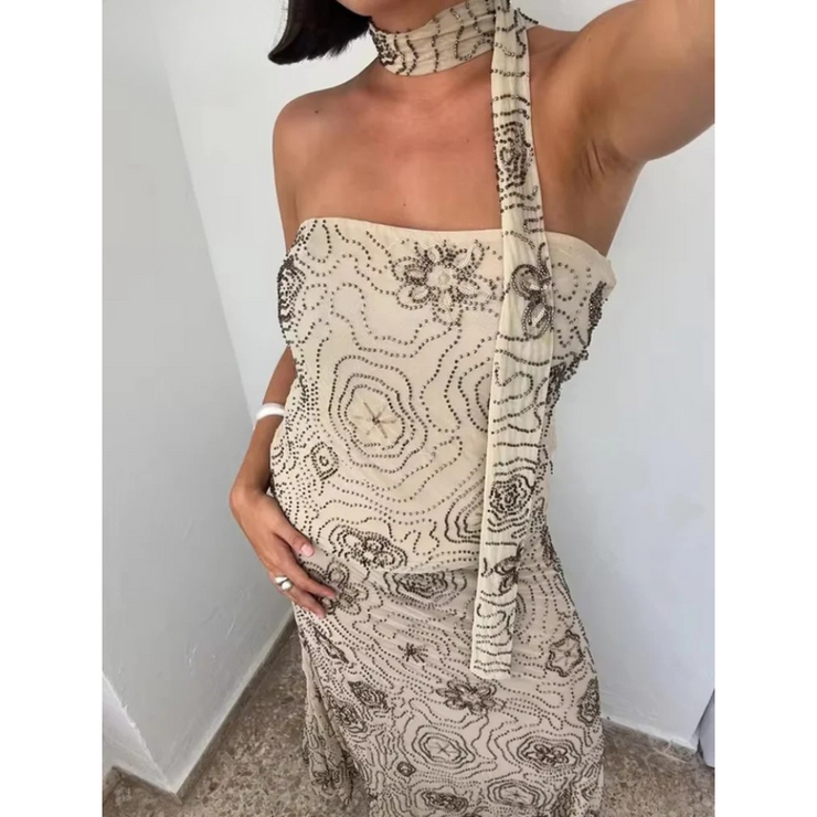 Women Halter Sleeveless Backless Tanks Slim Mermaid Long Skirt