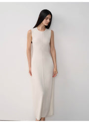 "Island Letters" Baslan Merino Wool Extra Long Sleeveless Knit Dress