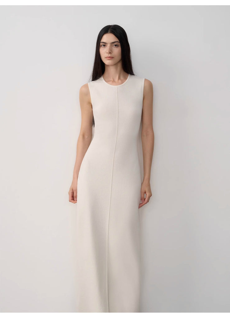 "Island Letters" Baslan Merino Wool Extra Long Sleeveless Knit Dress