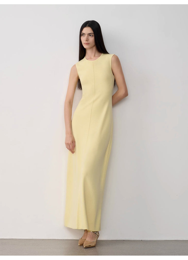 "Island Letters" Baslan Merino Wool Extra Long Sleeveless Knit Dress