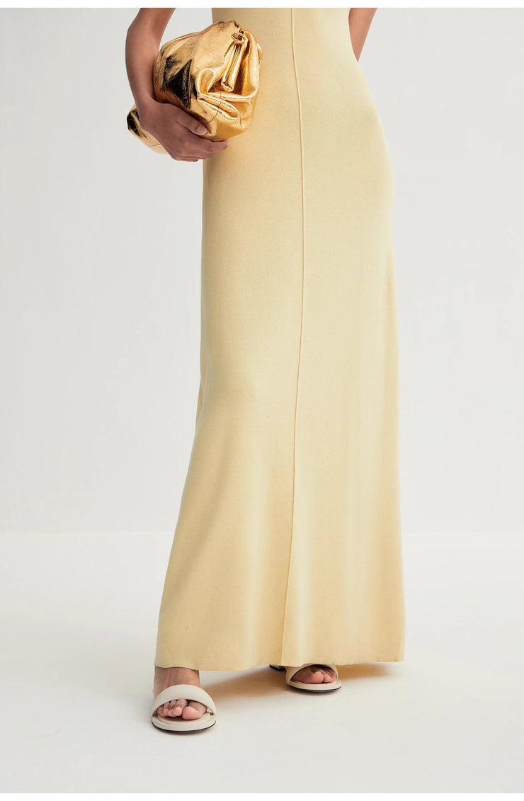 "Island Letters" Baslan Merino Wool Extra Long Sleeveless Knit Dress