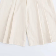 High-Waisted Cream Culottes with Belt Detail