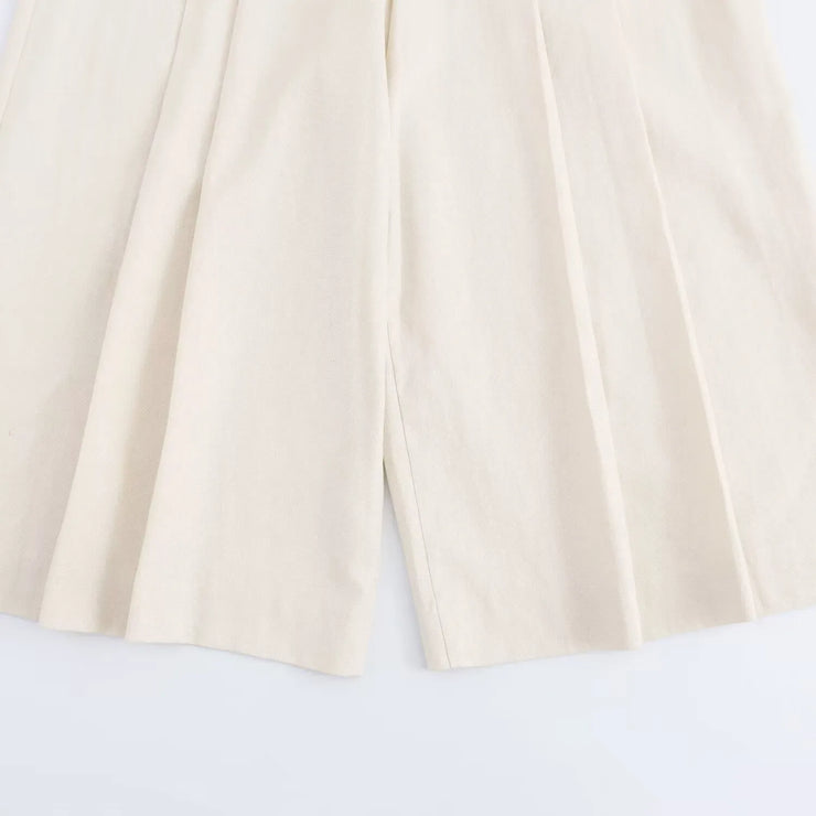 High-Waisted Cream Culottes with Belt Detail
