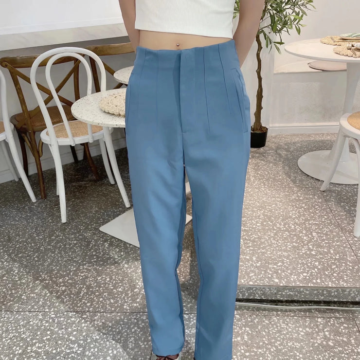 Autumn Trouser Suits High Waisted Office Casual Woman Pants