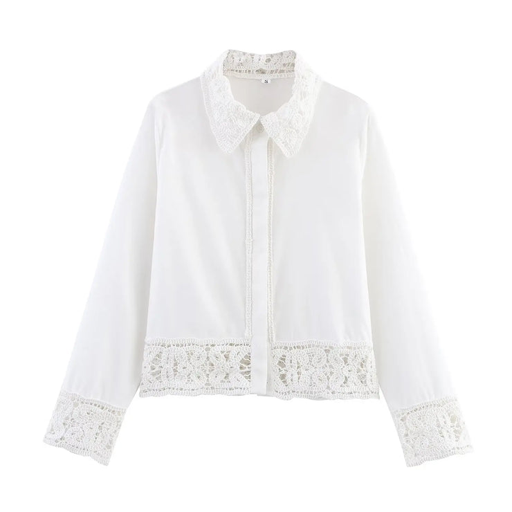 Chantelle Lace Trim Blouse – Classic French Elegance