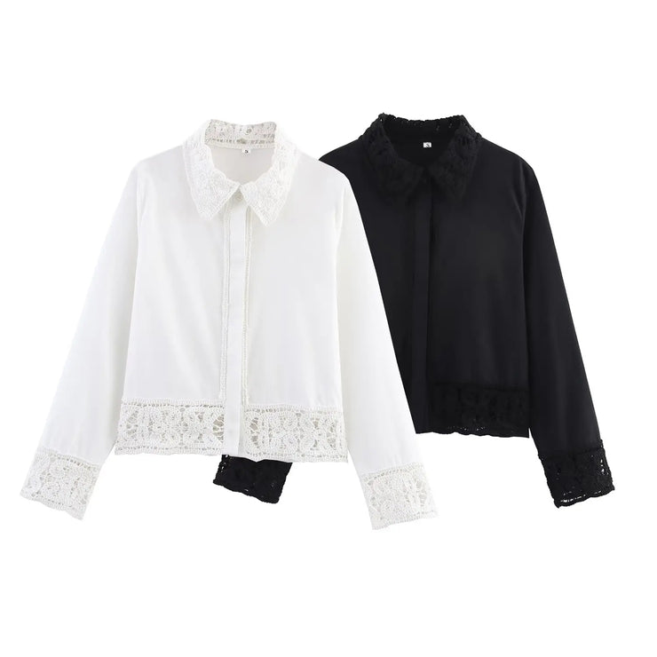 Chantelle Lace Trim Blouse – Classic French Elegance