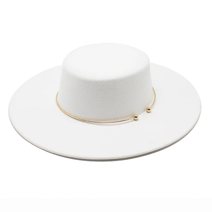 Classic Wide-Brim Fedora with Minimal Gold Accent