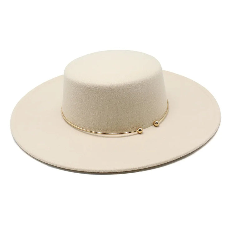 Classic Wide-Brim Fedora with Minimal Gold Accent