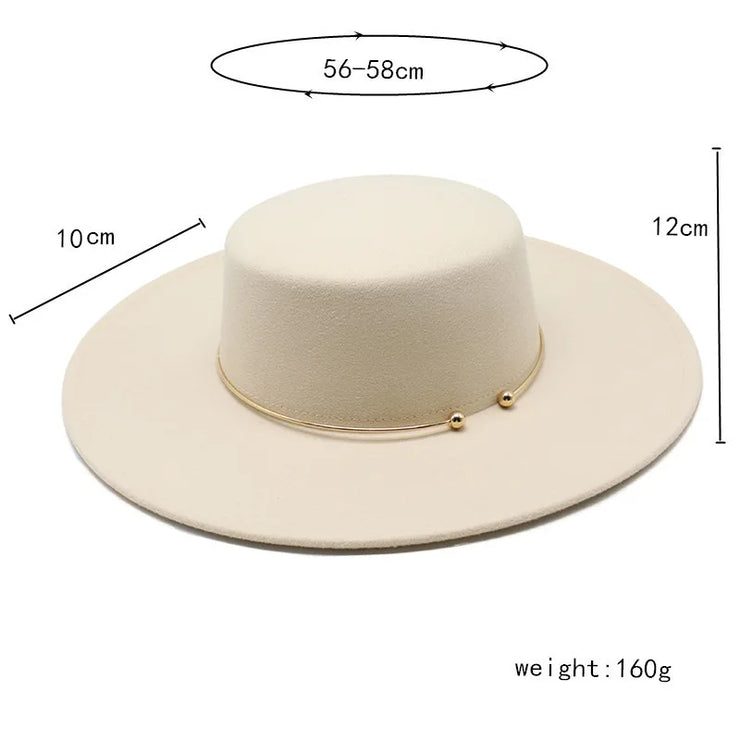Classic Wide-Brim Fedora with Minimal Gold Accent