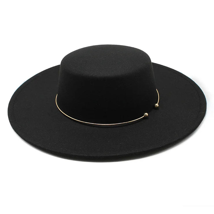 Classic Wide-Brim Fedora with Minimal Gold Accent