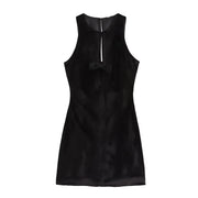 Velvet Noir Bow-Back Mini Dress