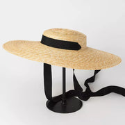 Château Soleil Wide-Brim Ribbon Hat